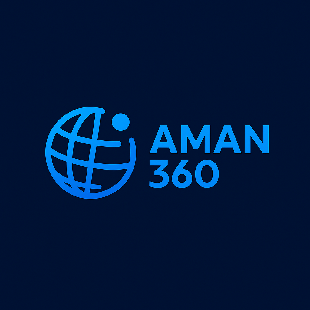 Aman360 | أمان360 - Modern logo representing risk assessment, early warning, and resilience analytics platform across the Arab region.